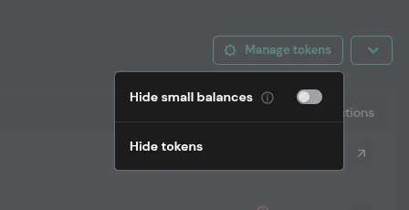 Hide small balances option in Ash Wallet